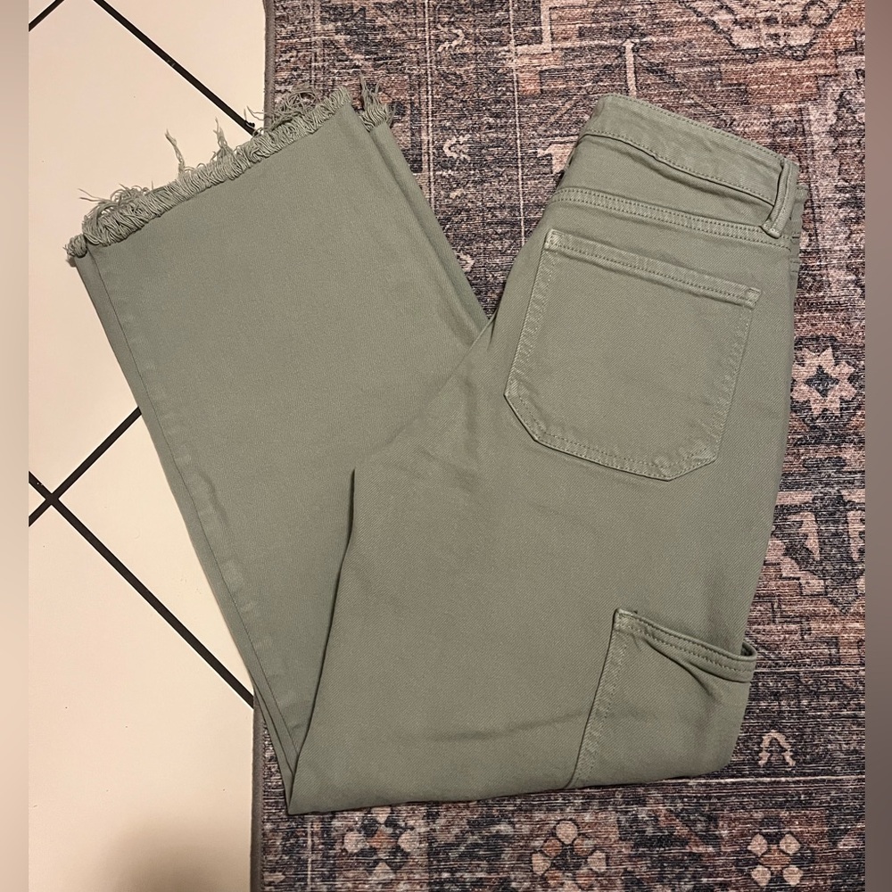 Women's Just Black Denim JBD Straight Leg Cargo Jeans in Sage Green Size 25